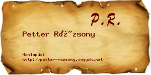 Petter Rázsony névjegykártya